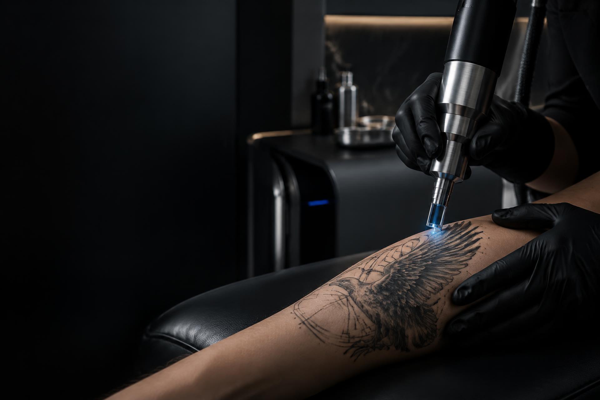 Procedimento de remoção de tatuagem com tecnologia a laser